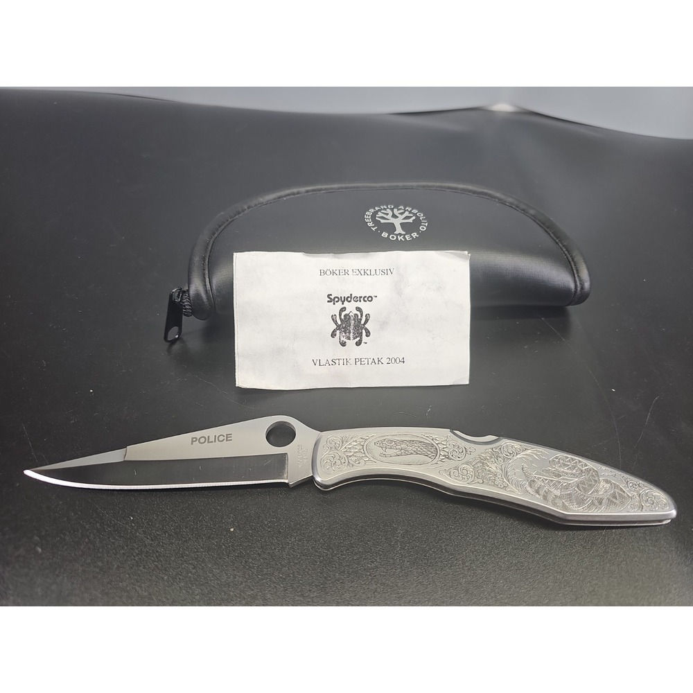 Rare Spyderco Police Böker Limited Edit. Rattlesnake 014/100 Vlastik Petak V8-10